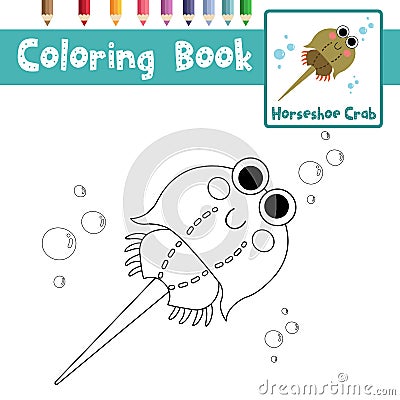 Coloring page Horseshoe Crab animal cartoon character vector illustration Vector Illustration