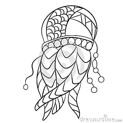 Coloring page with jellyfish in ornamnets in vector illustration Cartoon Illustration