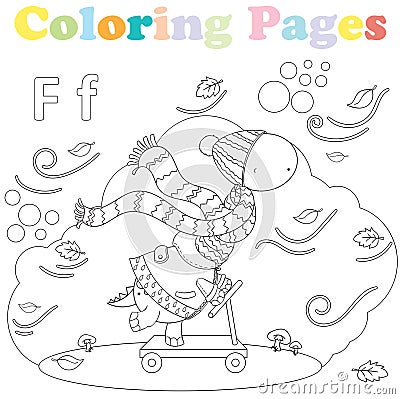 Coloring page for kids ,alphabet set,letter F Stock Photo