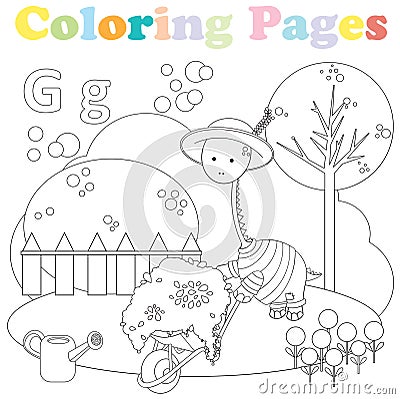 Coloring page for kids ,alphabet set,letter G Stock Photo