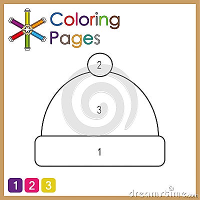 Coloring page for kids, color the parts of the object according to numbers, color by numbers Vector Illustration