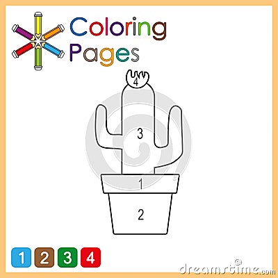 coloring page for kids, color the parts of the object according to numbers, color by numbers Stock Photo