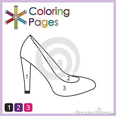 coloring page for kids, color the parts of the object according to numbers, color by numbers Cartoon Illustration