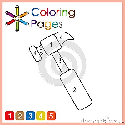 coloring page for kids, color the parts of the object according to numbers, color by numbers Cartoon Illustration