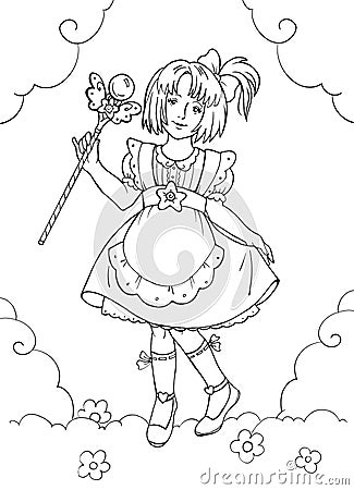 Princess of magic coloring page Stock Photo