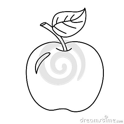 Coloring Page Outline Of cartoon apple. Fruits. Coloring book Vector Illustration