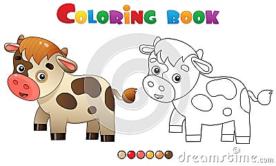 Coloring Page Outline of cartoon calf or kid of cow. Farm animals. Coloring book for kids Vector Illustration