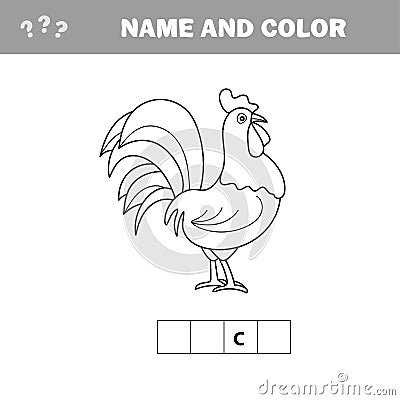 Coloring page outline of cartoon cock. Vector illustration, coloring book Vector Illustration