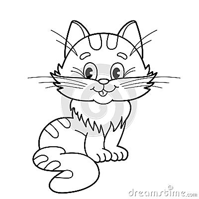 Coloring Page Outline Of cartoon fluffy cat. Coloring book for kids Vector Illustration