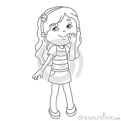 Coloring Page Outline Of Cartoon Girl Stock Vector Image