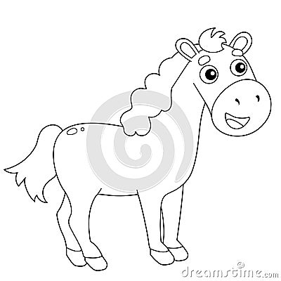 Coloring Page Outline of cartoon horse. Farm animals. Coloring book for kids Vector Illustration