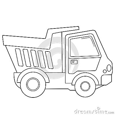 Coloring Page Outline Of cartoon lorry or dump truck. Construction vehicles. Coloring book for kids Vector Illustration