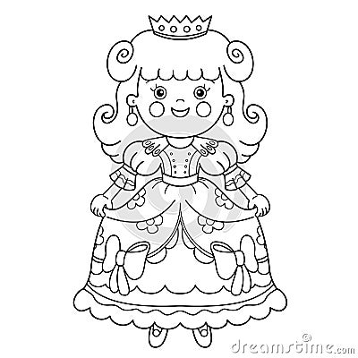Coloring Page Outline Of cartoon lovely princess. Beautiful young queen. Cinderella. Fairy tale hero or character. Coloring Book Vector Illustration
