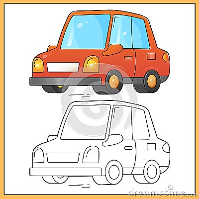 Coloring Page Outline Of cartoon passenger car or machine. Images transport or vehicle for children. Coloring book for kids Vector Illustration