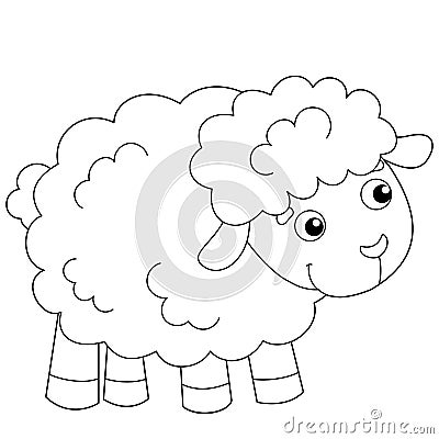 Coloring Page Outline of cartoon sheep or lamb. Farm animals. Coloring book for kids Vector Illustration