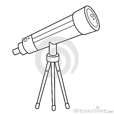 Coloring Page Outline Of a cartoon telescope. Space and astronomy. Coloring book for kids Vector Illustration