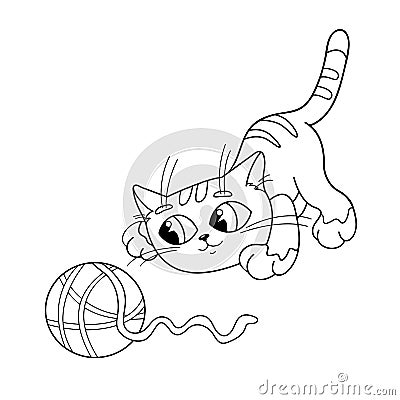 Download Coloring Page Outline Of Cat Playing With Ball Of Yarn ...