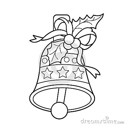 Coloring Page Outline Of Christmas bell. Christmas. New year. Coloring book for kids. Vector Illustration