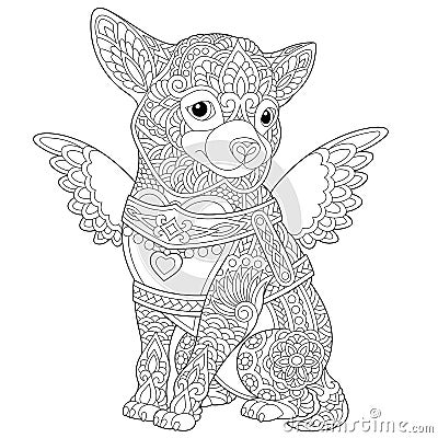 Coloring page with chihuahua dog Vector Illustration