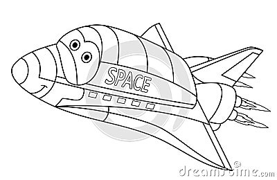 Coloring page with space shuttle Vector Illustration