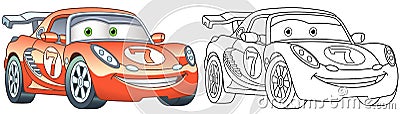 Coloring page with sport car Vector Illustration