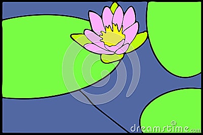 Coloring page with stylized lotus, water lily or nenuphars floral pattern. Clipart for poster, t shirt print, apparel. For Stock Photo