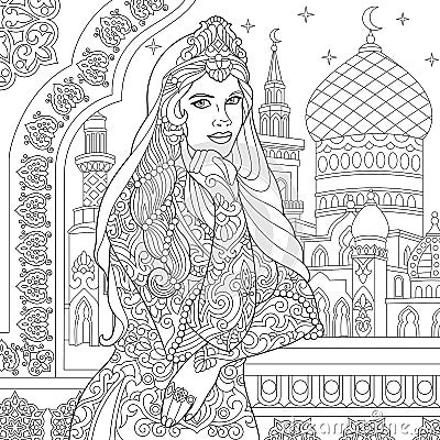 Zentangle stylized turkish woman Vector Illustration