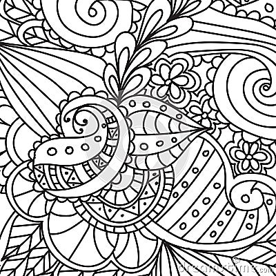 Coloring pages for adults. Decorative hand drawn doodle nature ornamental curl vector sketchy seamless pattern. Vector Illustration