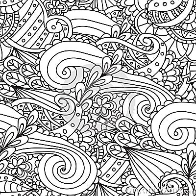 Coloring pages for adults.Decorative hand drawn doodle nature ornamental curl vector sketchy seamless pattern. Vector Illustration