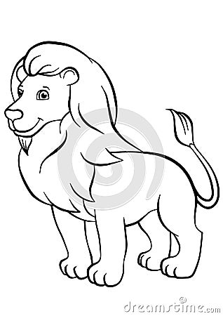 Coloring pages. Animals. Cute lion. Vector Illustration