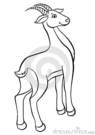 Coloring pages. Animals. Little cute antelope Vector Illustration