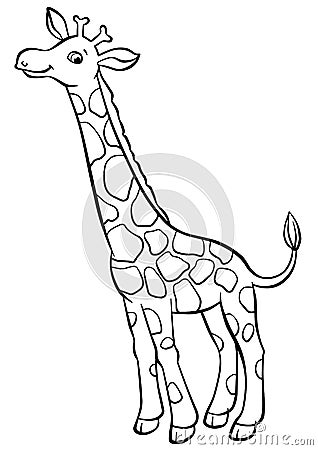 Coloring pages. Animals. Little cute giraffe. Vector Illustration