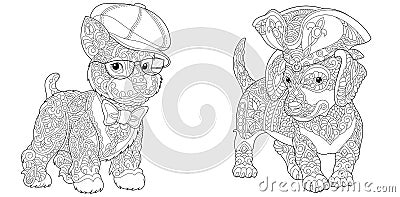 Coloring pages with dogs Vector Illustration