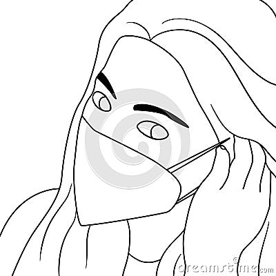 Coloring pages - Illustration of People in mask, Vector illustration of people wearing a mask, Vector Illustration for Vector Illustration