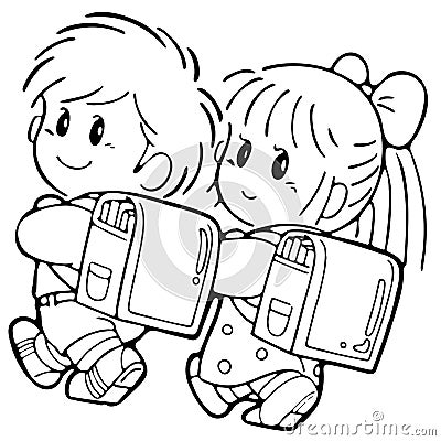 Coloring picture of boy and girl Stock Photo