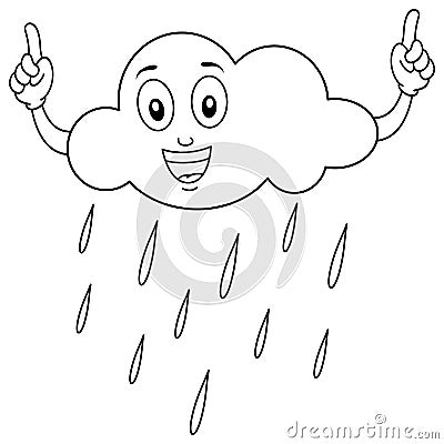 Coloring Smiling Cloud Character Vector Illustration