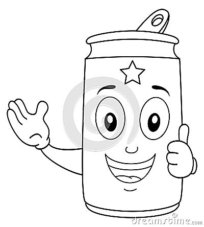 Coloring Smiling Soda Can Character Vector Illustration