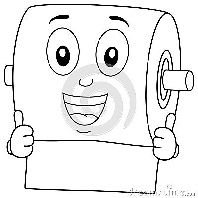 Coloring Smiling Toilet Paper Character Vector Illustration