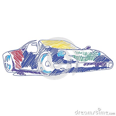 Coloring sport car drawing with vector. children`s drawing. Perfect for kids Vector Illustration