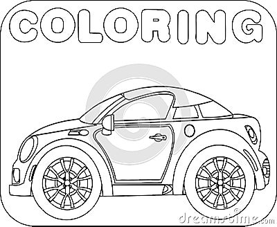 Coloring Sport Car Cartoon Vector Illustration
