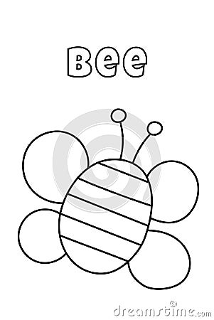 Coloring With Thick Lines For The Little Ones. Bee Vector Illustration