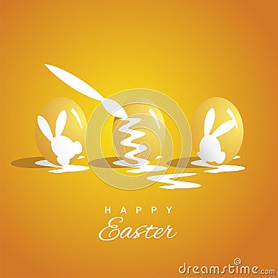 Coloring three Easter eggs orange background Stock Photo