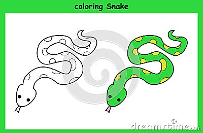 Children trace and coloring snake Vector Illustration