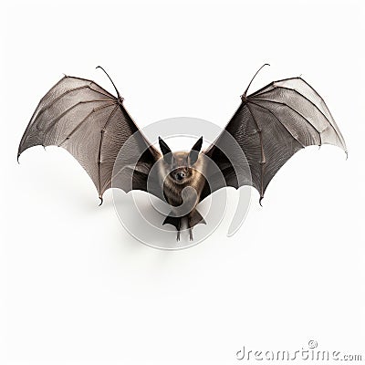 Colorized Bat Flying Over White Background - Joel Robison Style Stock Photo