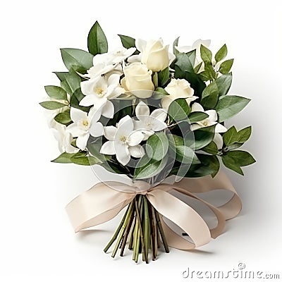 Colorized Bouquet Of Roses And Jasmine: A Humble Charm For Romantic Gestures Stock Photo