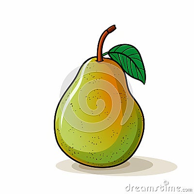 Colorized Cartoon Portrait Of Pear With Clean And Sharp Inking Cartoon Illustration