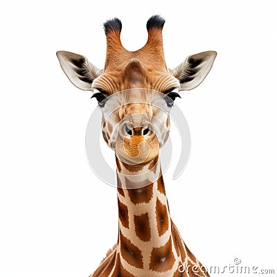 Colorized Close-up Of Playful Giraffe Head In John Wilhelm Style Stock Photo