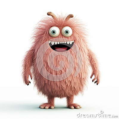 Colorized Cute Pink Monster Artwork In Evgeni Gordiets Style Cartoon Illustration