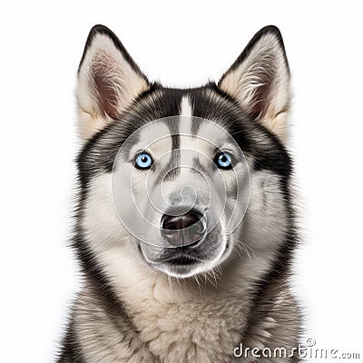 Colorized Portrait Of A Siberian Husky With Blue Eye Stock Photo
