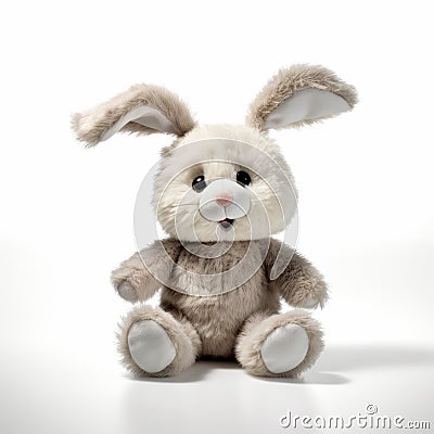 Colorized Stuffed Toy Bunny With Spirited Movement And Soft Tonal Transitions Stock Photo